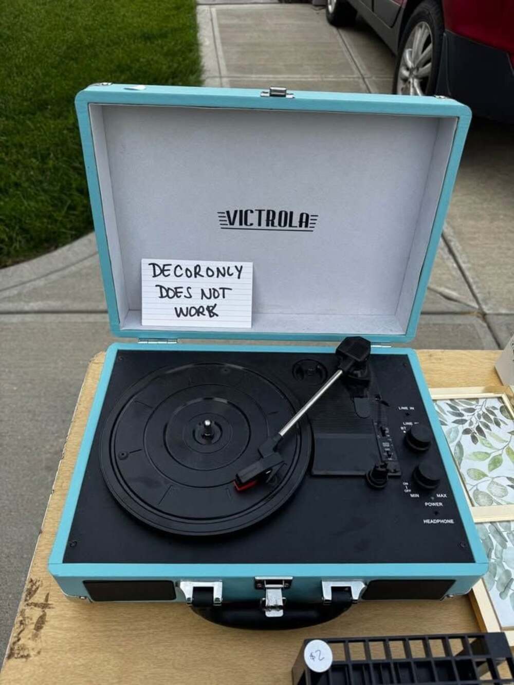 Victrola Record Player Vintage Suitcase Style Light Blue DECOR ONLY / FOR PARTS